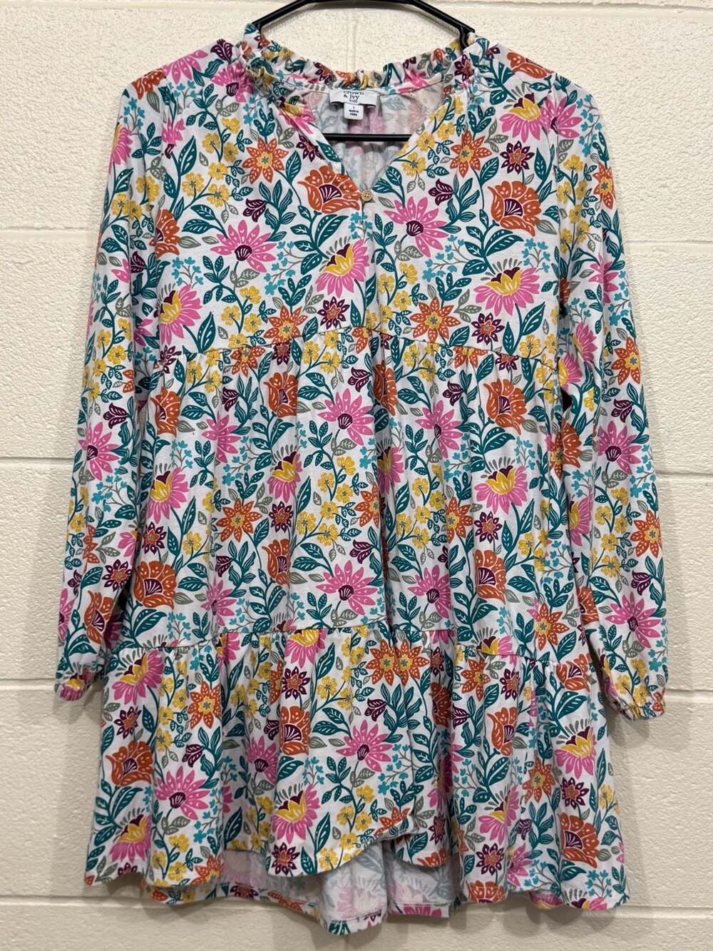 Crown & Ivy Kids Floral Print Long Sleeve dress
